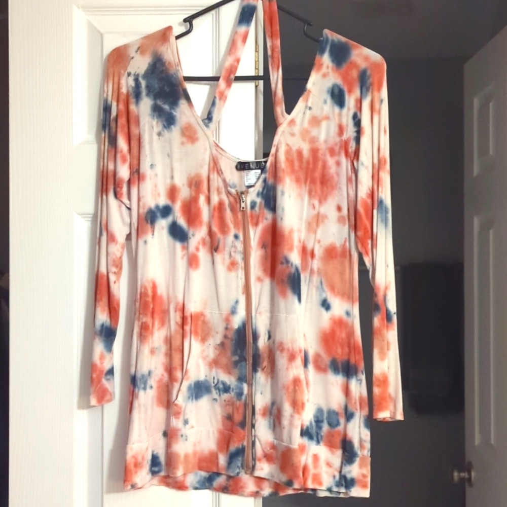 Venus tie dye sexy zipper shirt